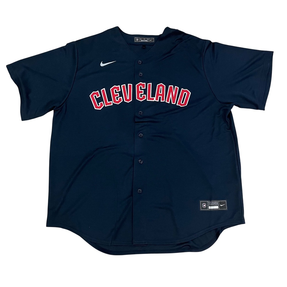 Nike Cleveland Guardians‎ MLB Baseball Jersey Mens XXL Navy Blue Button Front